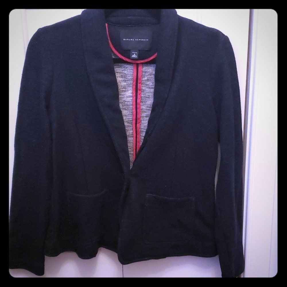 Banana republic petite cotton blazer navy